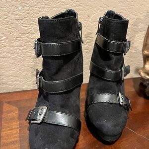 Sam & Libby Black Triple Strap Ankle Boots